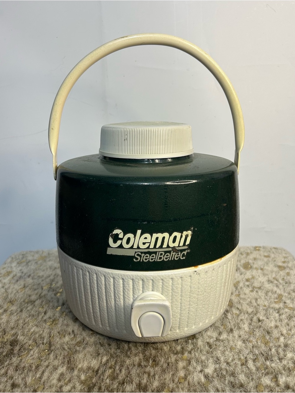 Vintage Coleman 1-Gallon Green & White Water Cooler Jug